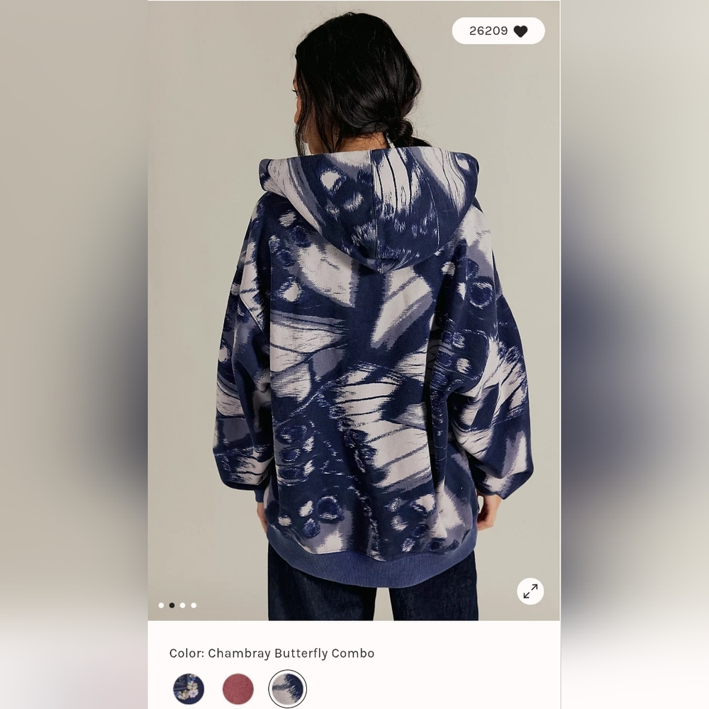NWOT Free People We The Free Its a Vibe Printed Hoodie~ Butterfly Combo - Picture 2 of 10